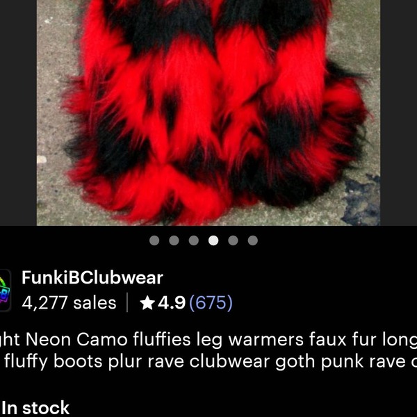 Bright Neon Camo fluffies leg warmers faux fur long pile fluffy boots plur rave clubwear goth punk rave cyber