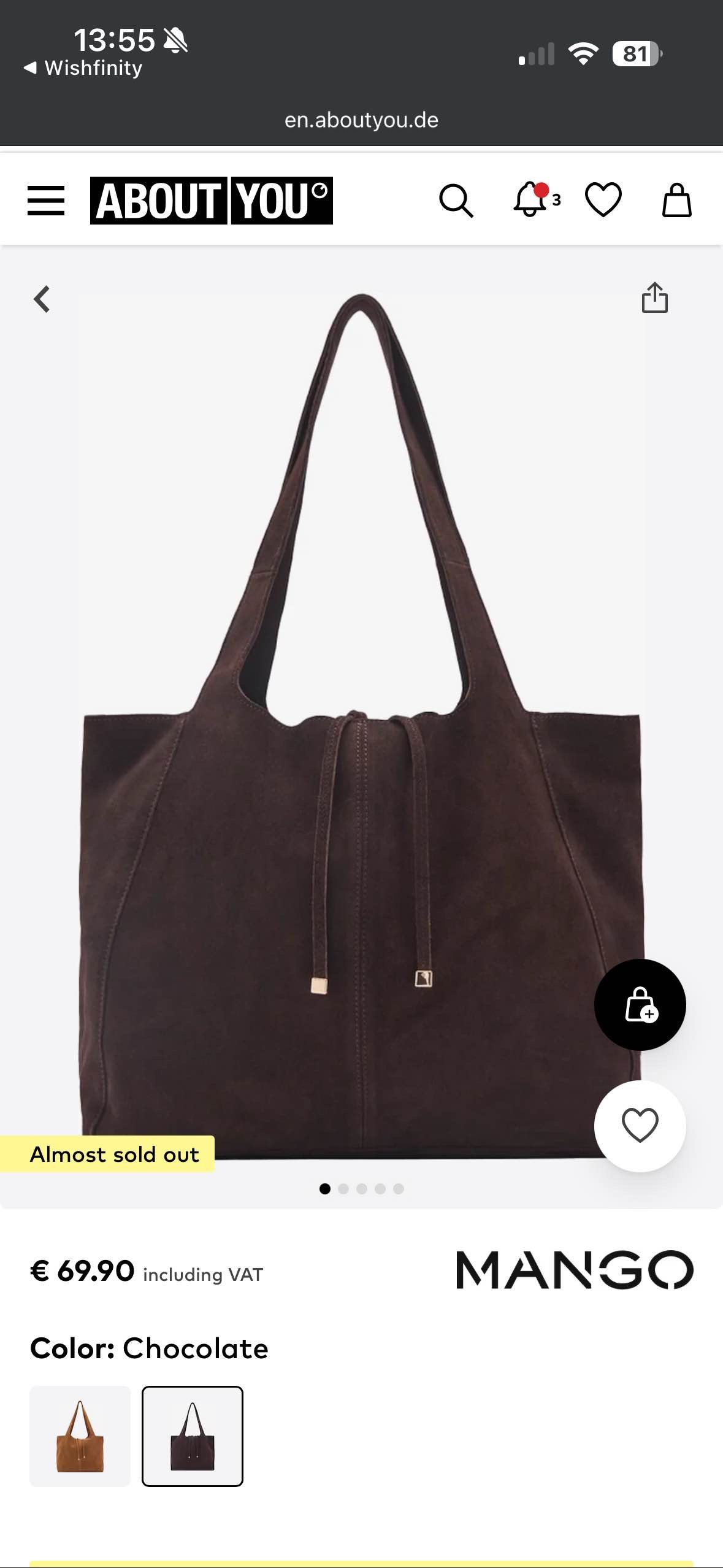 Shopper torba od brušene kože