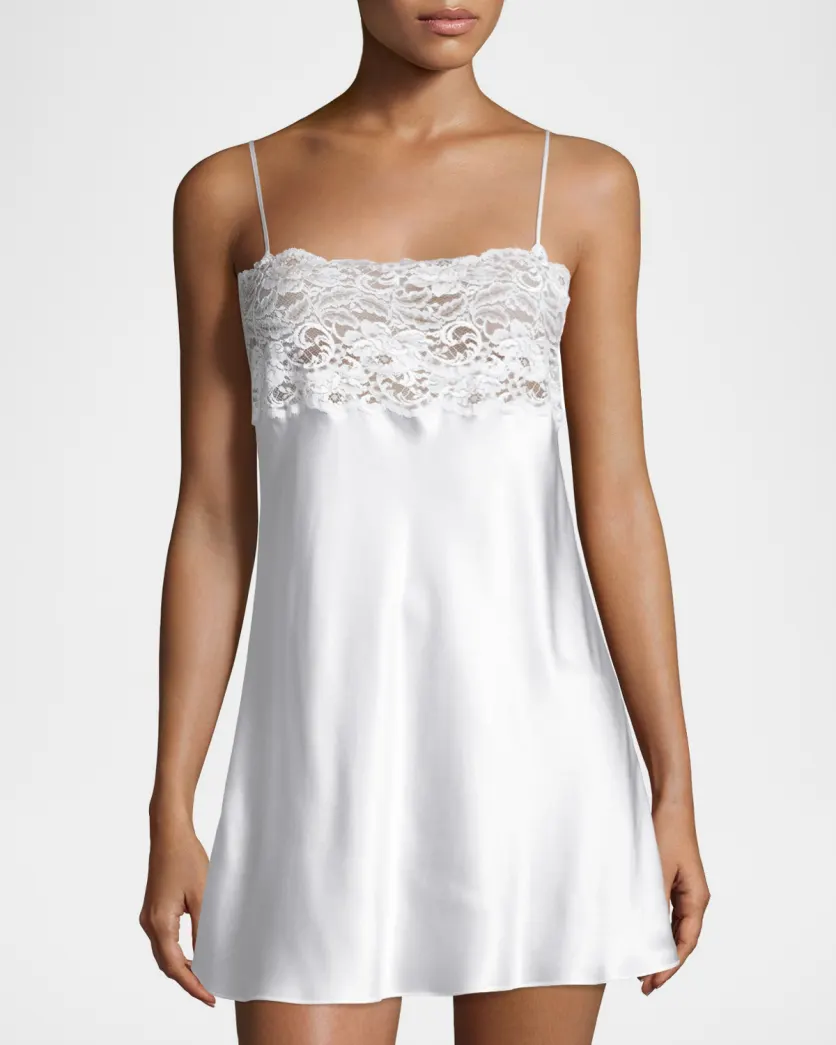 Bijoux Lace-Trim Silk Chemise