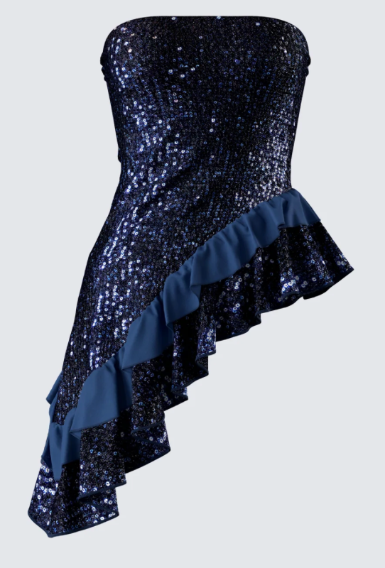 Kienna Navy Sequin Asymmetrical Top