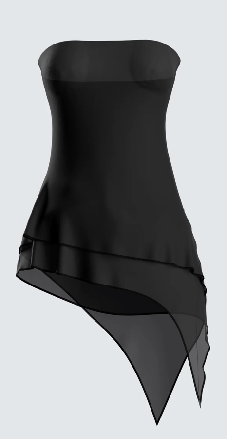 Narelle Black Mesh Ruffle Top