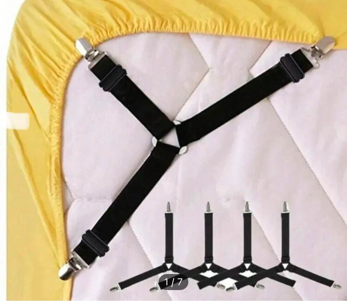 4pcs Black & White Triangle Bed Sheet Clips, Adjustable Bed Sheet Fasteners, Triangle Sheet Straps For Tablecloth, Curtain, Bedding Sheet