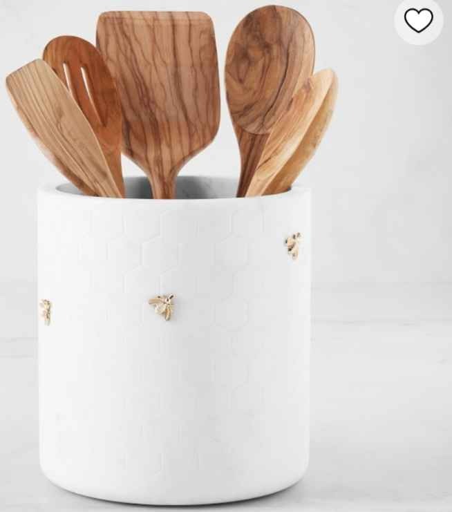 Williams Sonoma Honeycomb Marble Utensil Holder