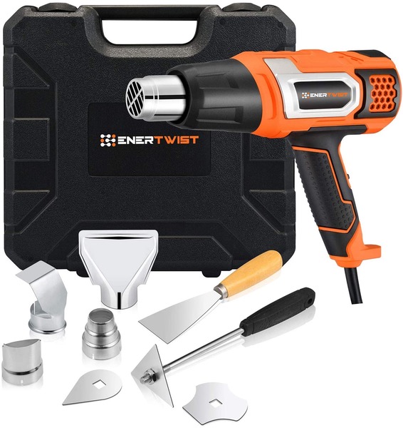EnerTwist Heat Gun 1500 Watt Variable Temperature Control Hot Air Tool Kit Heating Protect for Shrink Wrapping, Paint Removal, Wiring, Tubing, Crafts, Vinyl Wrap, Automotive, Electronics Repair