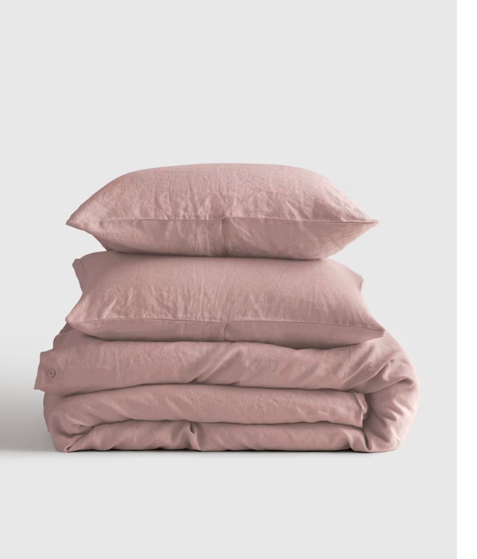 European Linen Duvet Cover Set in Dusty Mauve