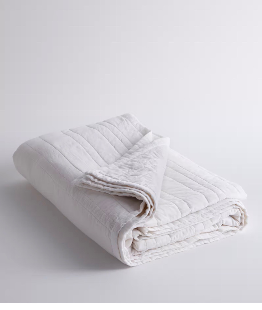 Organic Cotton Stripe Stitch Quilt in White