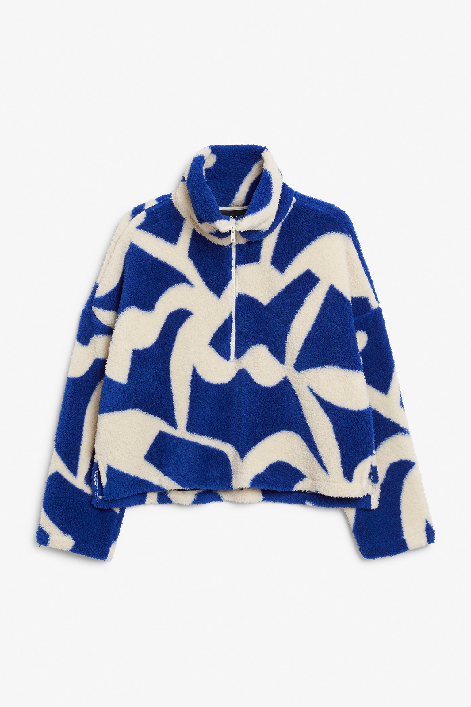 Blue & white faux fleece sweater