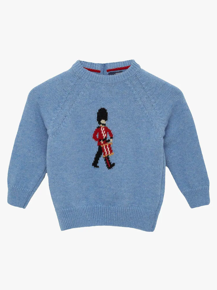 Trotters London Blue Little Marl Drumming Guardsman Jumper