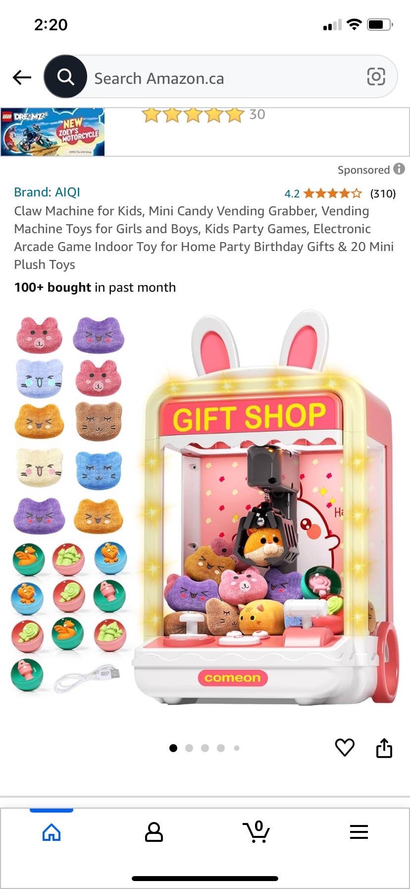 Claw machine toy