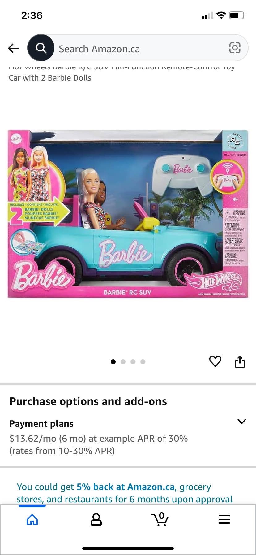 Barbie remote control car