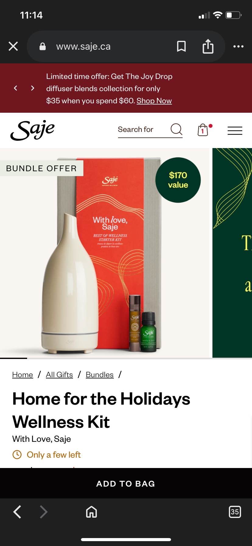 Saje home for the holidays wellness kit