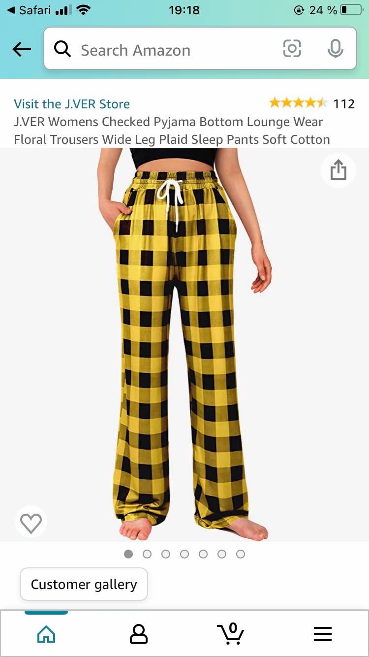 J.VER Womens Checked Pajama Bottom Lounge Wear Floral Trousers Wide Leg Plaid Sleep Pants Soft Cotton