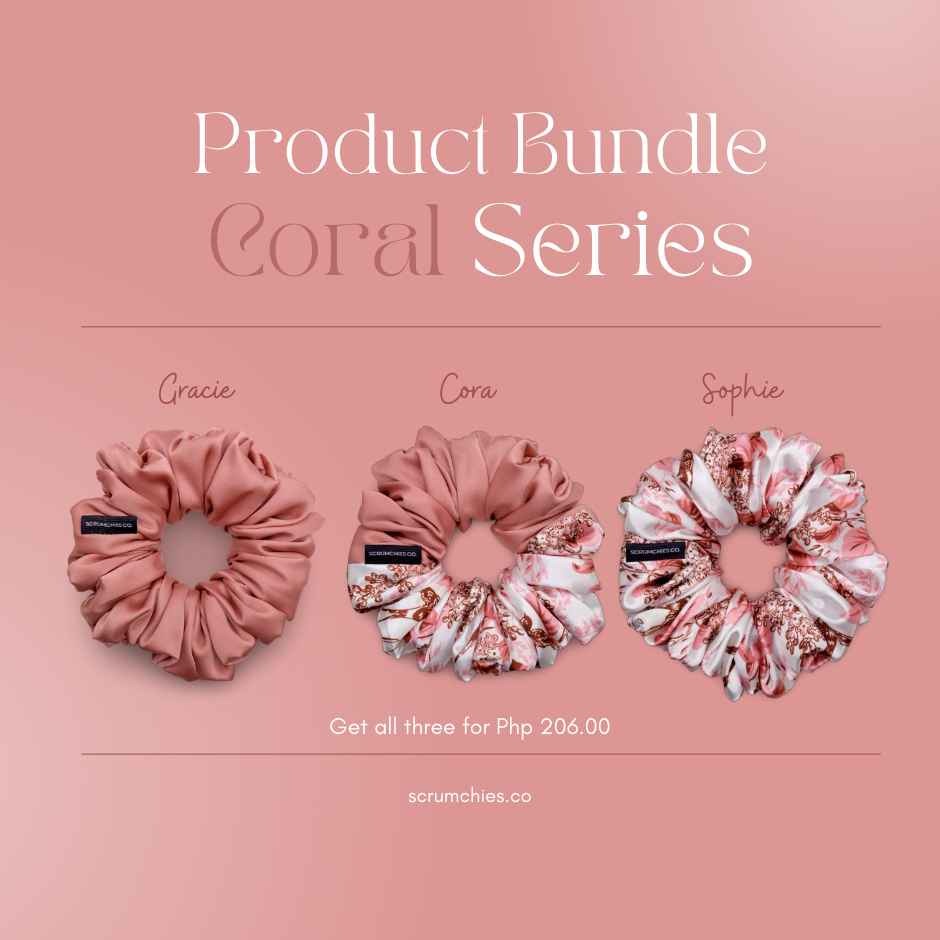 Scrumchies Co. Elegant Affordable Bundle of Mulberry Silk Scrunchies in our Coral Series