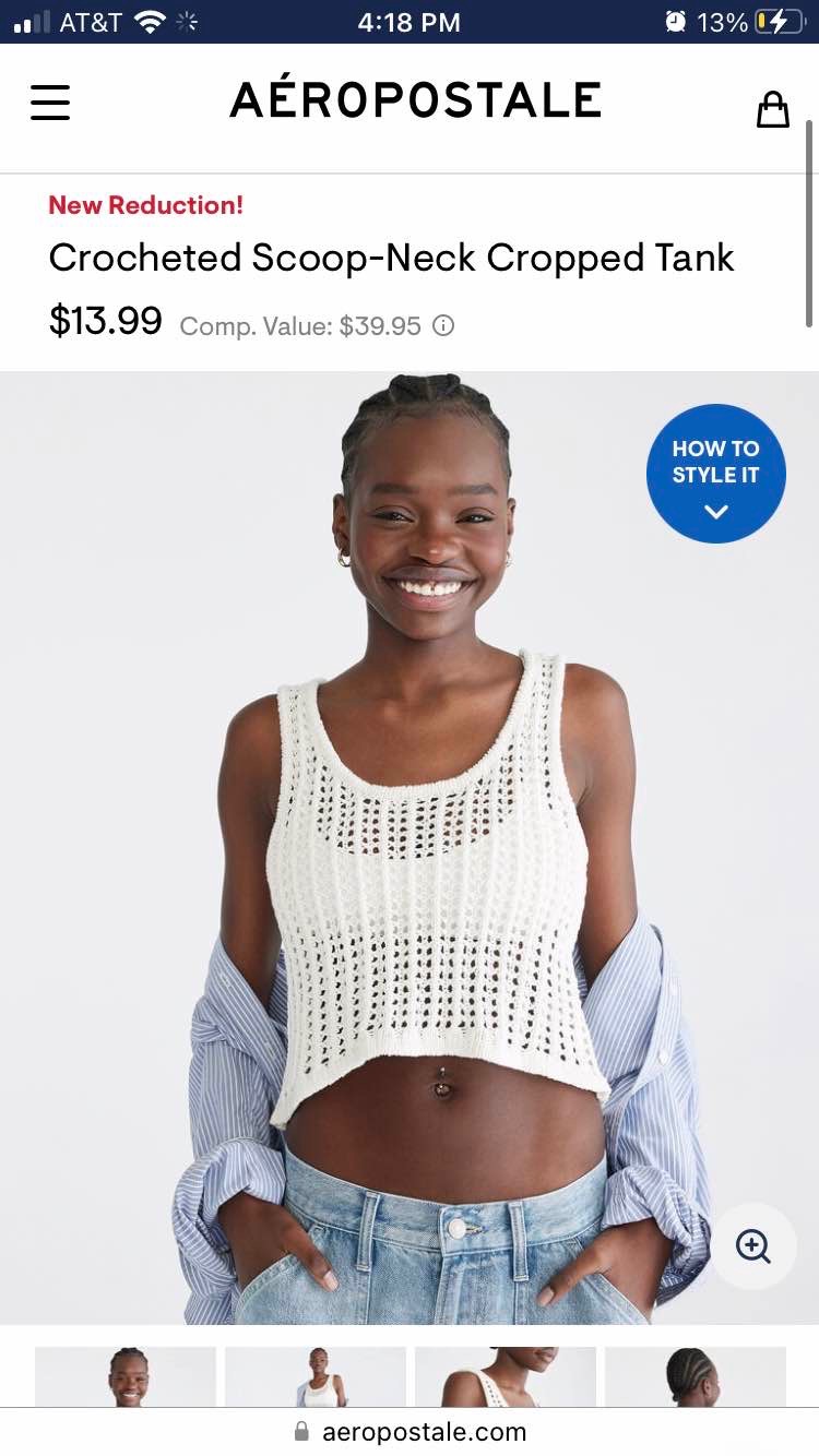 Crocheted Scoop-Neck Cropped Tank