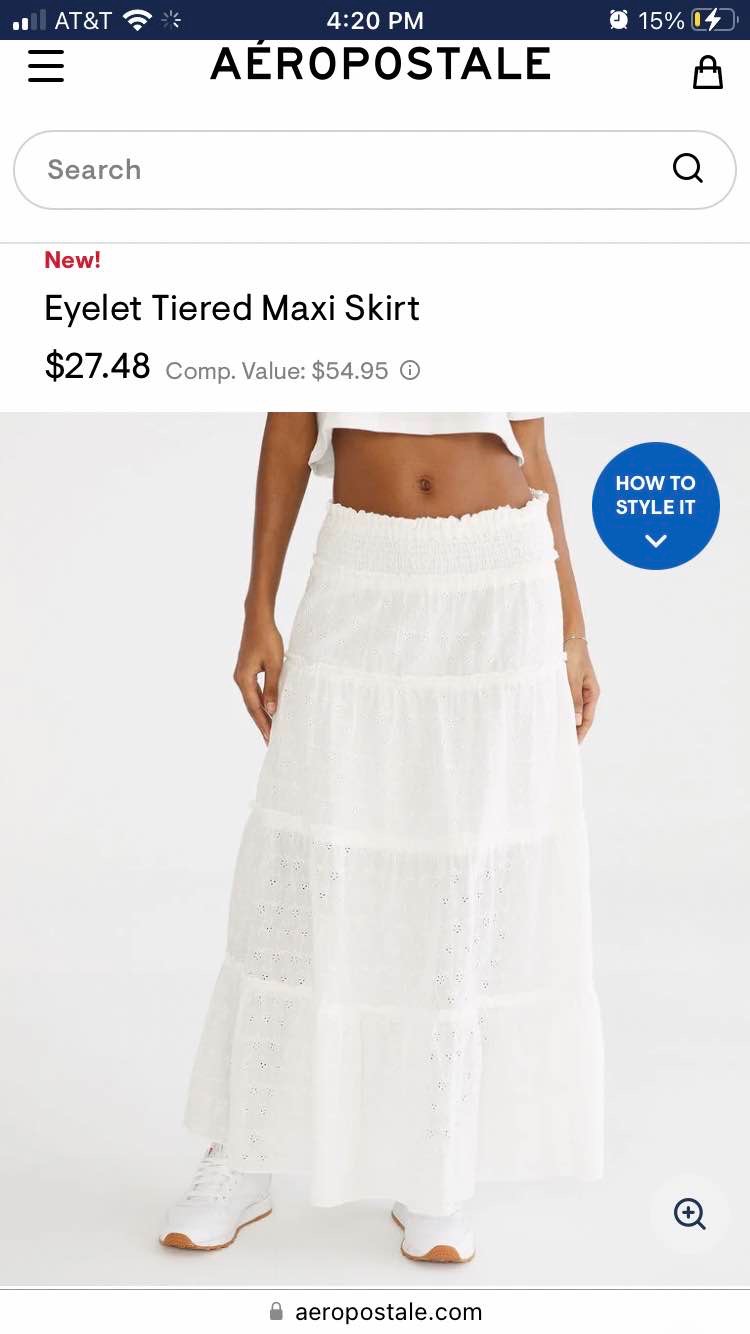 Eyelet Tiered Maxi Skirt