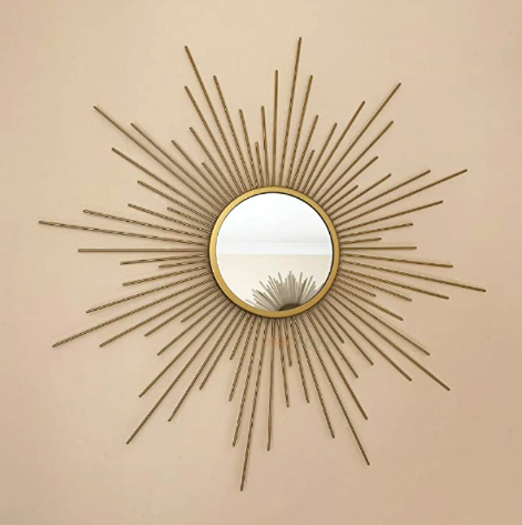 Darthome Ltd Vintage Gold Metal Frame Sunburst Home Decorative Round Glass Wall Mirror (60cm x 60cm)