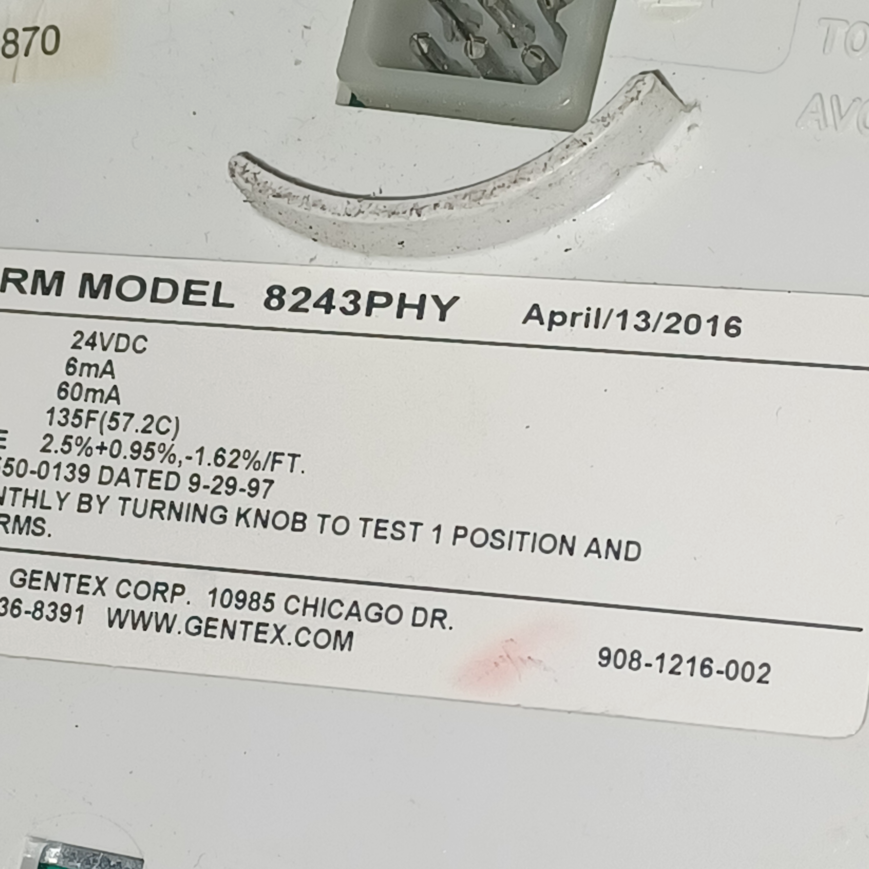 Gentex 8243PHY Smoke Detector
