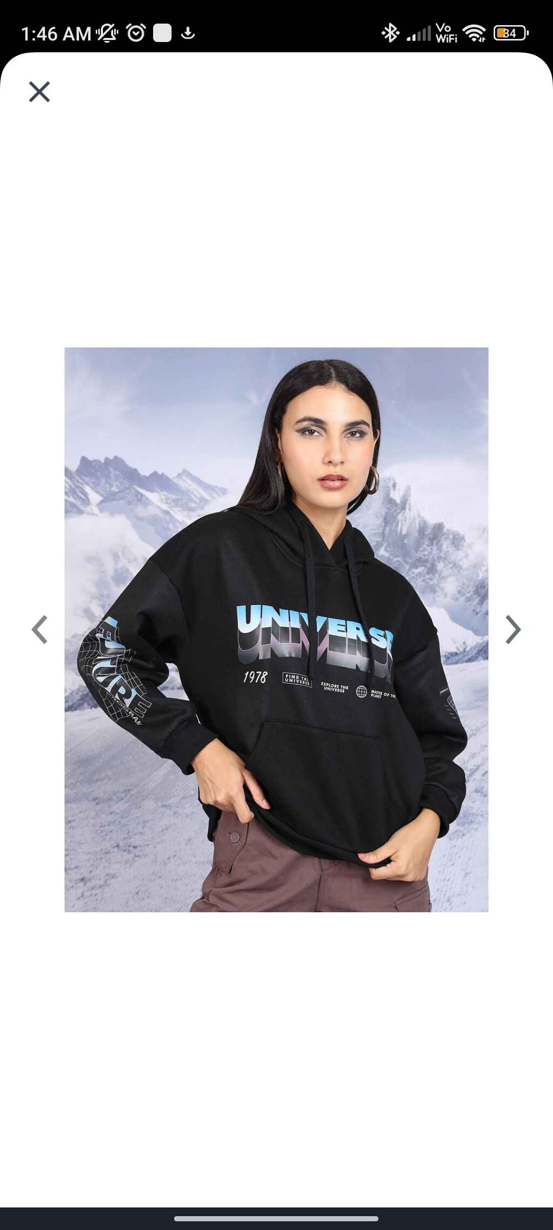 Tokyo Talkies Black Graphic Printed Hooded Oversized Pullover Sweatshirt