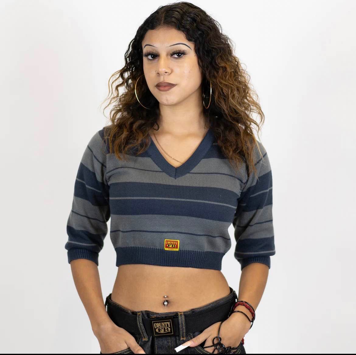 FB County Charlie Brown 3/4 Sleeve Crop Top