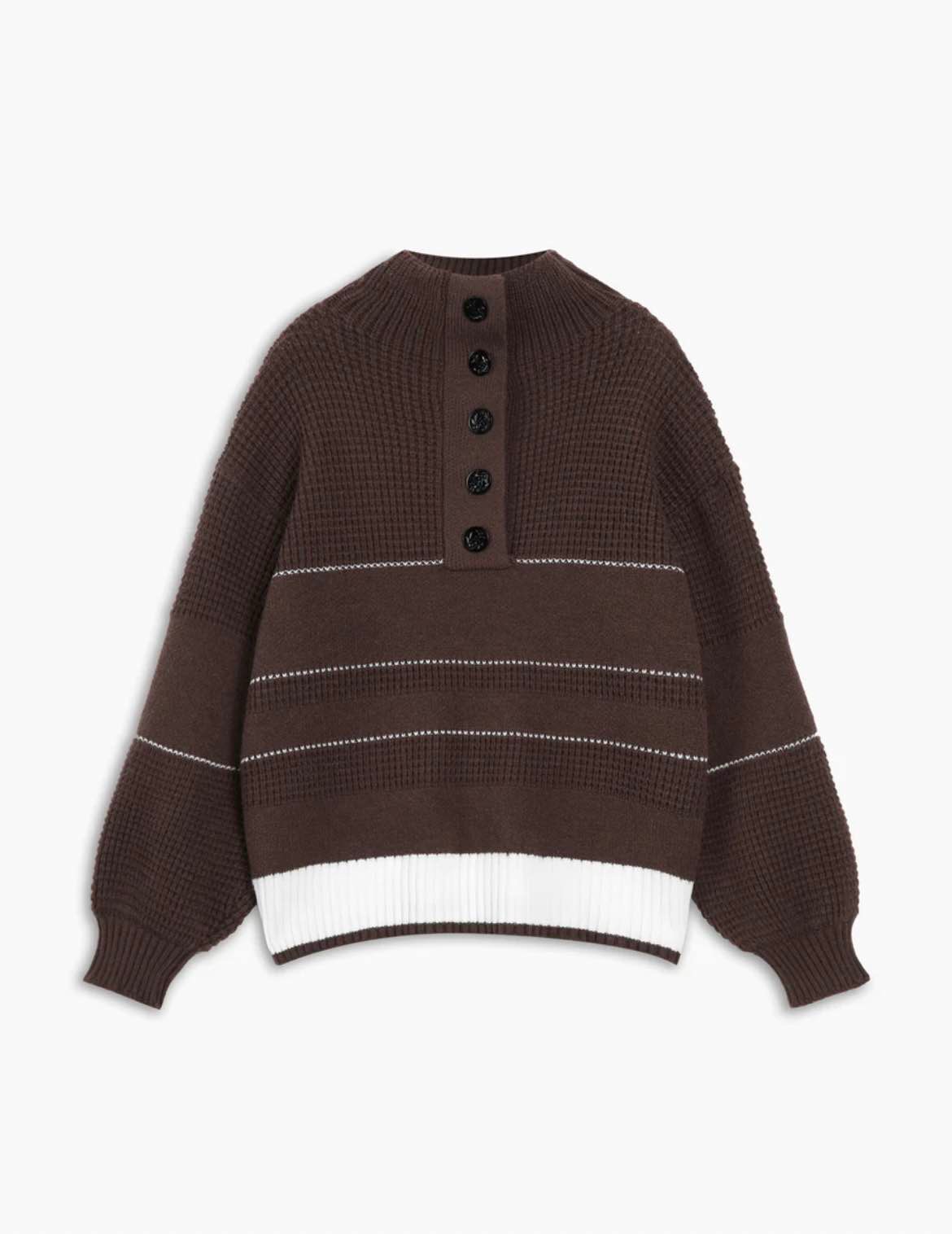 Open Collar Button Up Sweater