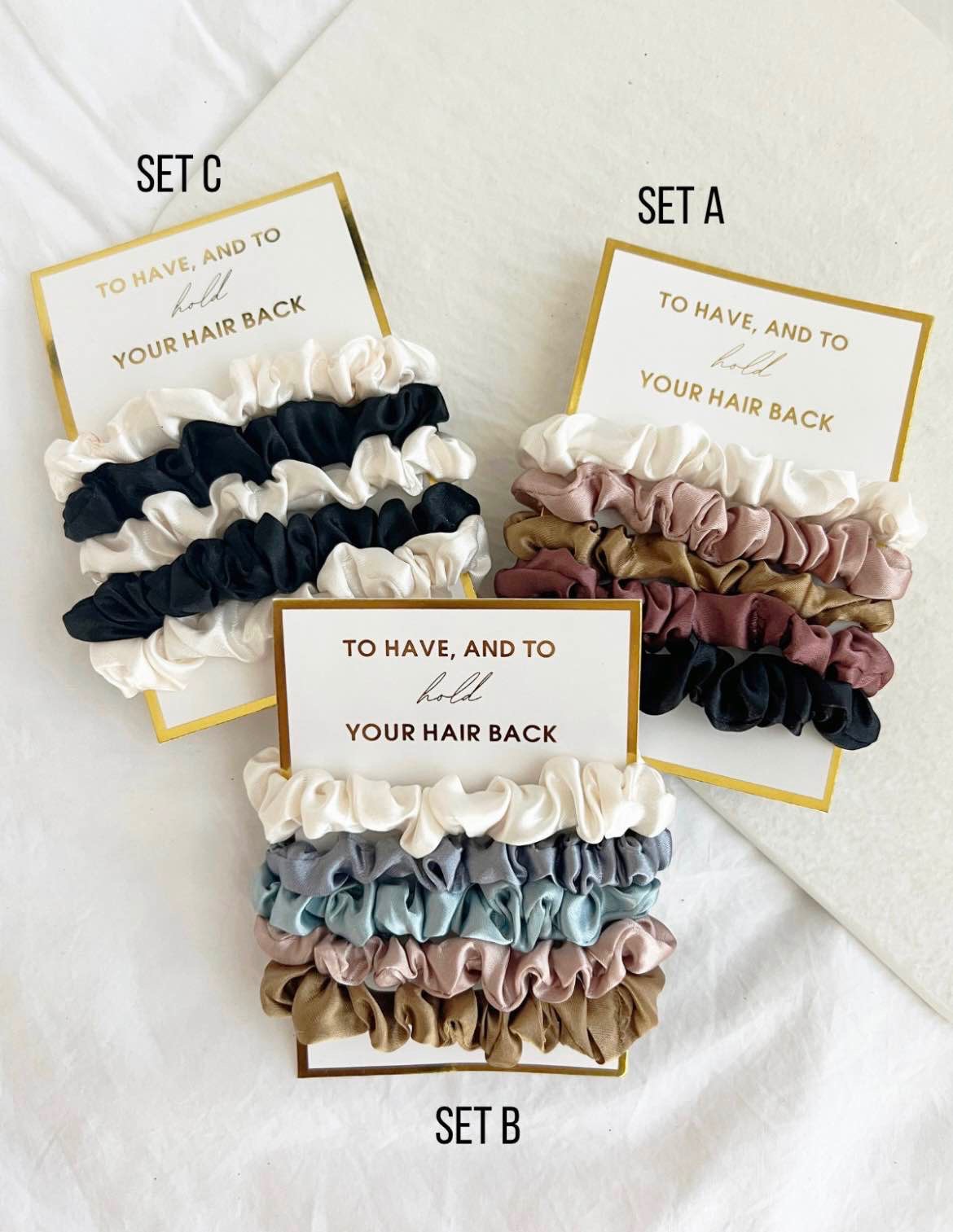 5PCS Bridesmaid Scrunchies Silk Satin Soft Hair Scrunchies Hair Accessories for Her Perfect Bridesmaid Proposal Gift (5PC-SCRUNCHIES)