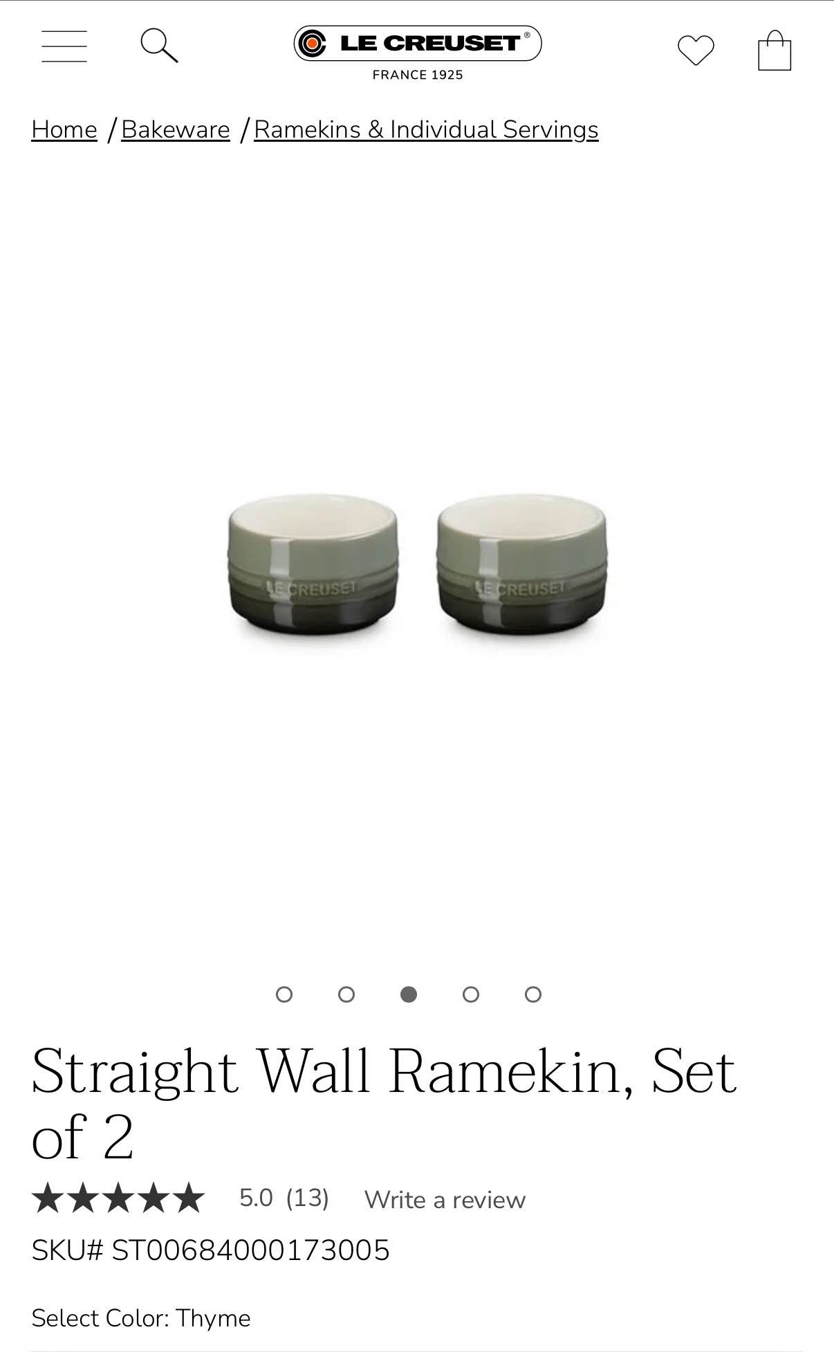 Le Creuset - Straight Wall Ramekin, set of 2, color - Thyme