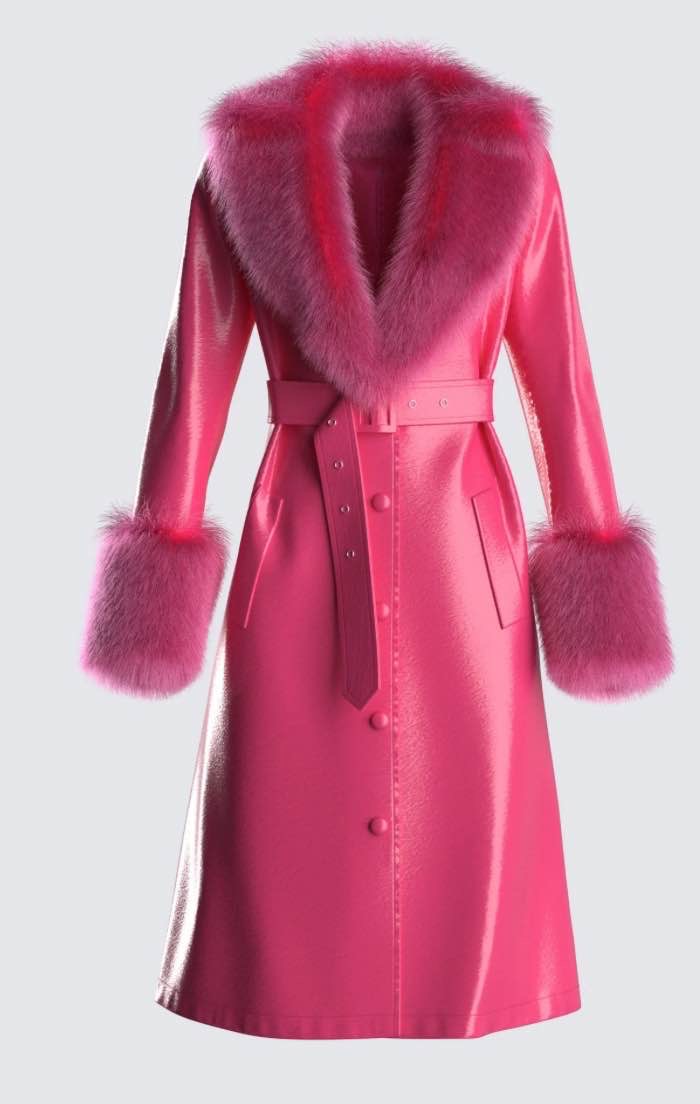 Willa Pink Vegan Fur Leather Coat