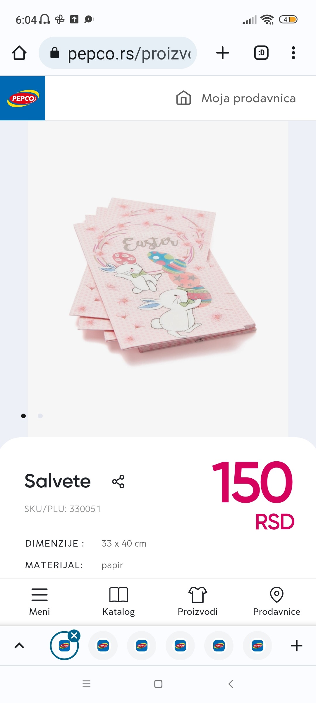 Uskršnje salvete, 150 RSD. Pogledajte više u PEPCU.