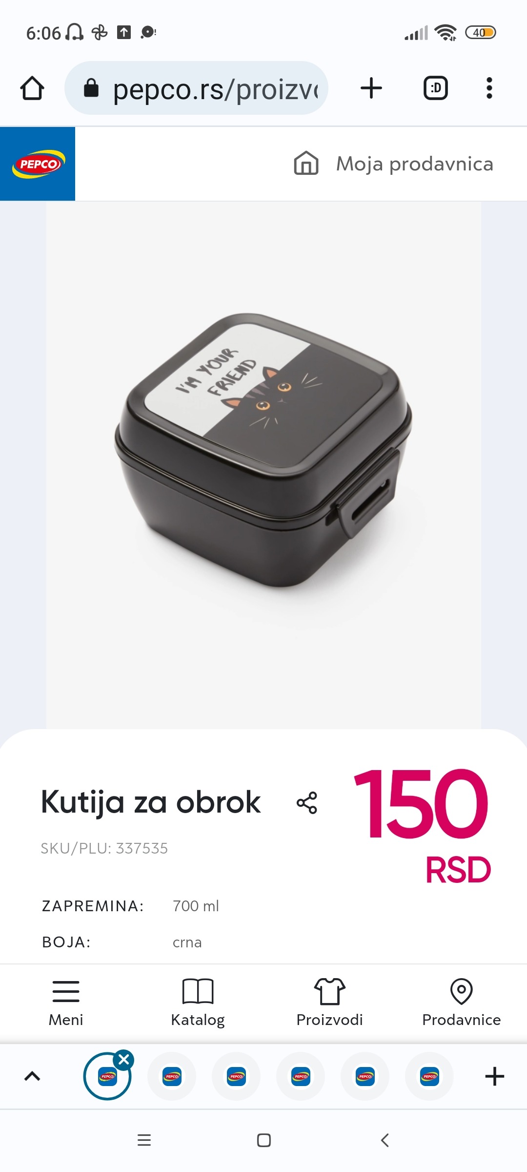 Kutija za obrok, 150 RSD. PEPCO