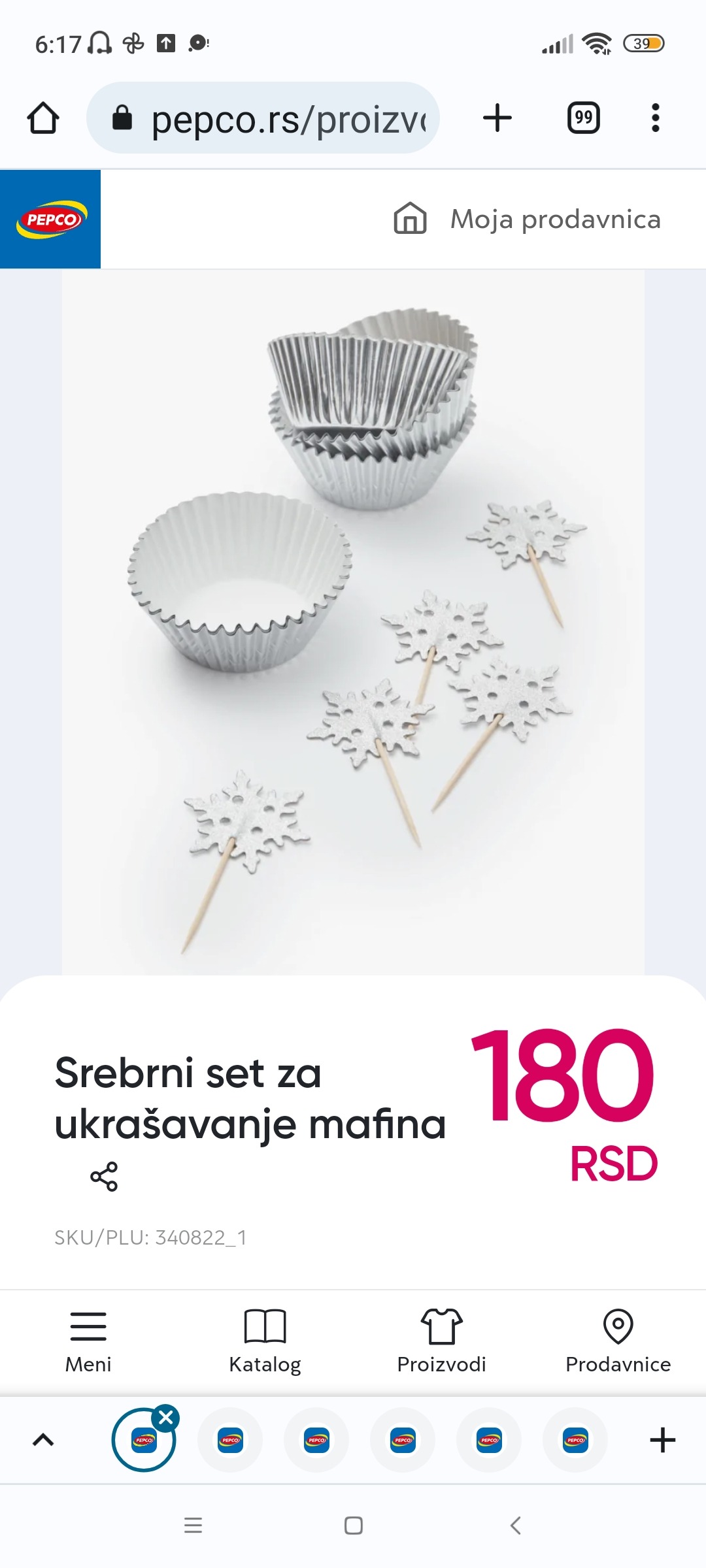 Srebrni set za ukrašavanje mafina, 180 RSD.