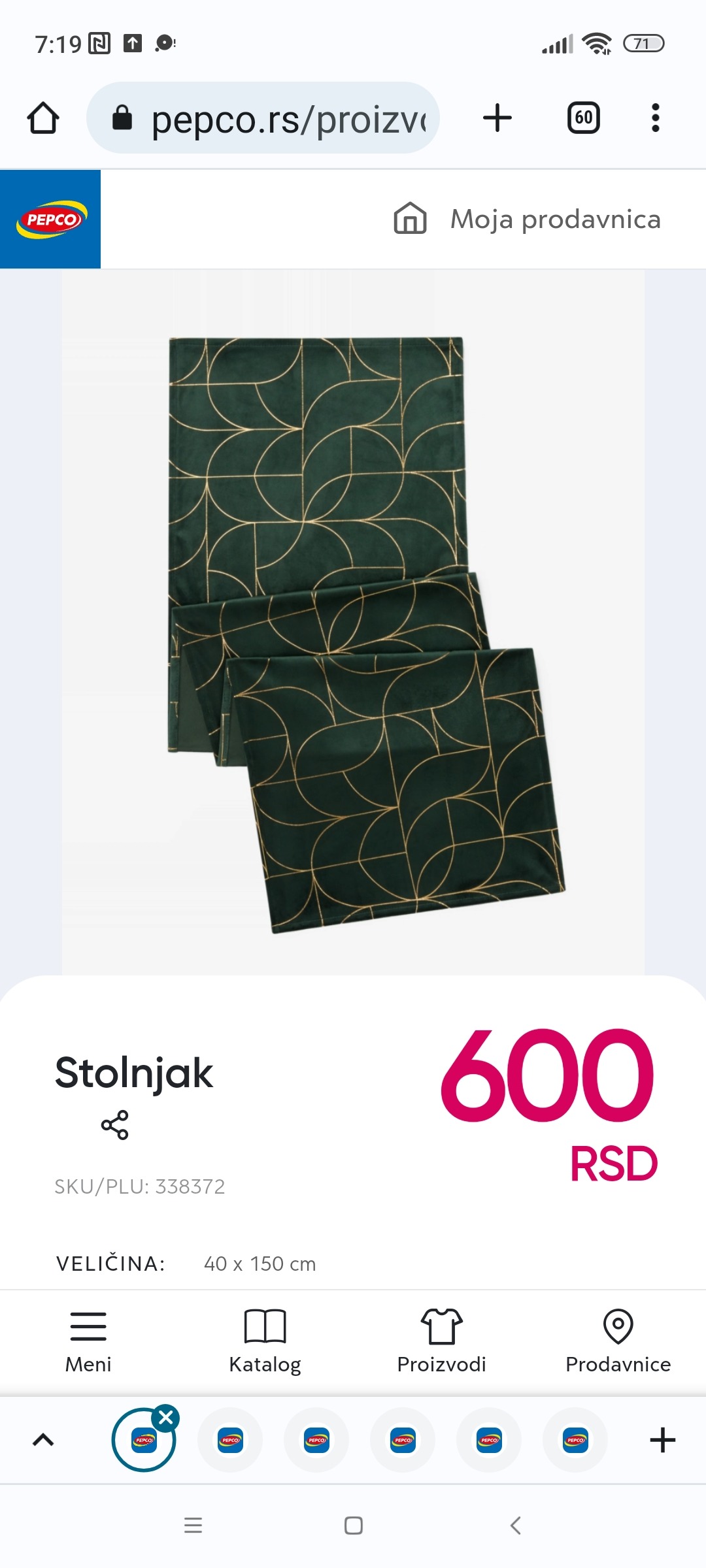Zeleni stolnjak, 600 RSD. PEPCO