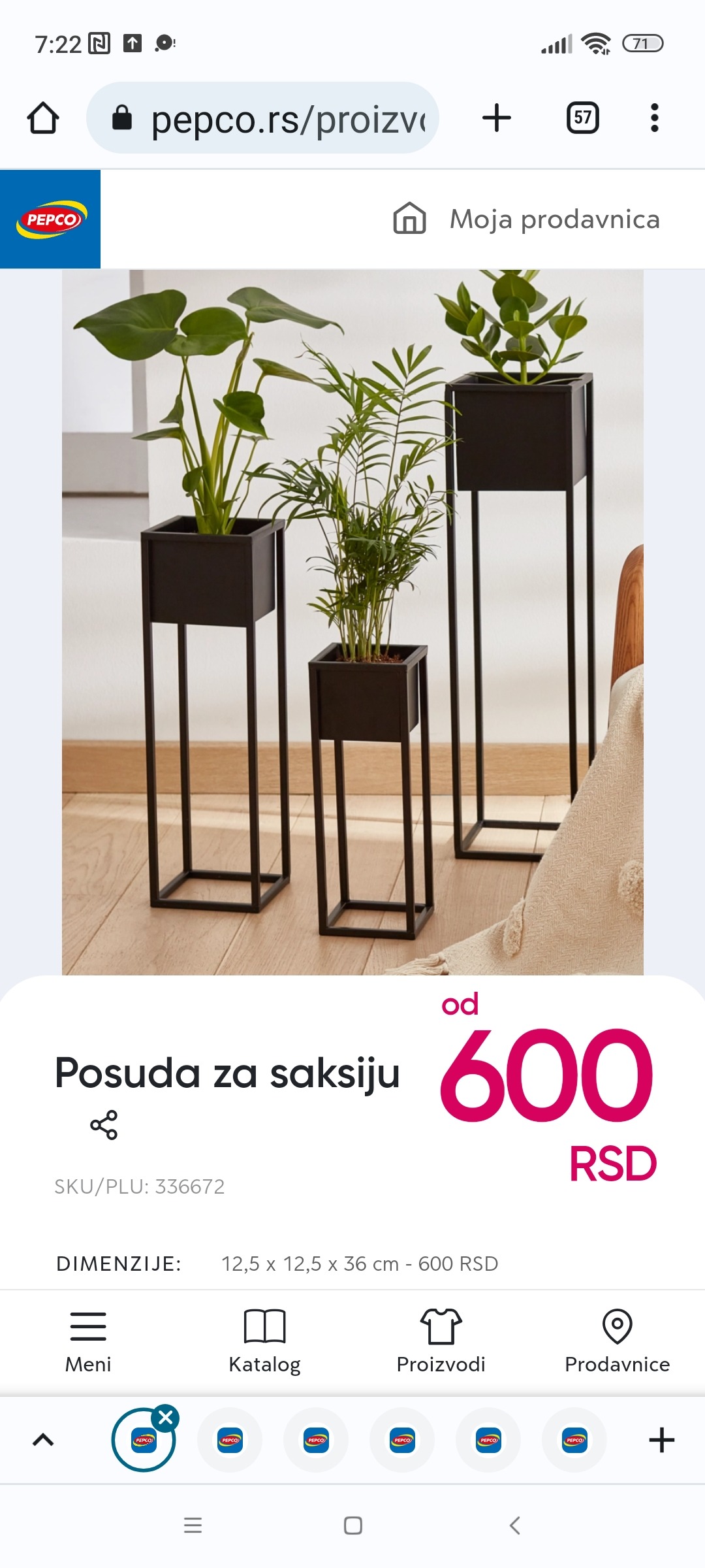 Metalna posuda za saksiju, 600 RSD. Pogledajte više u PEPCU.