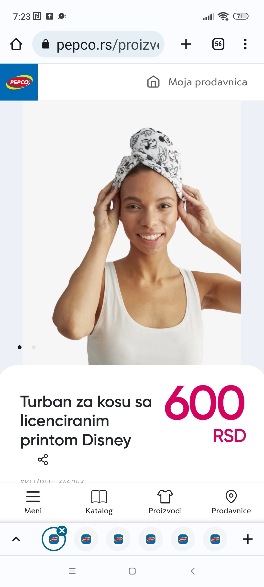 Turban za kosu sa licenciranim printom Disney, 600 RSD.