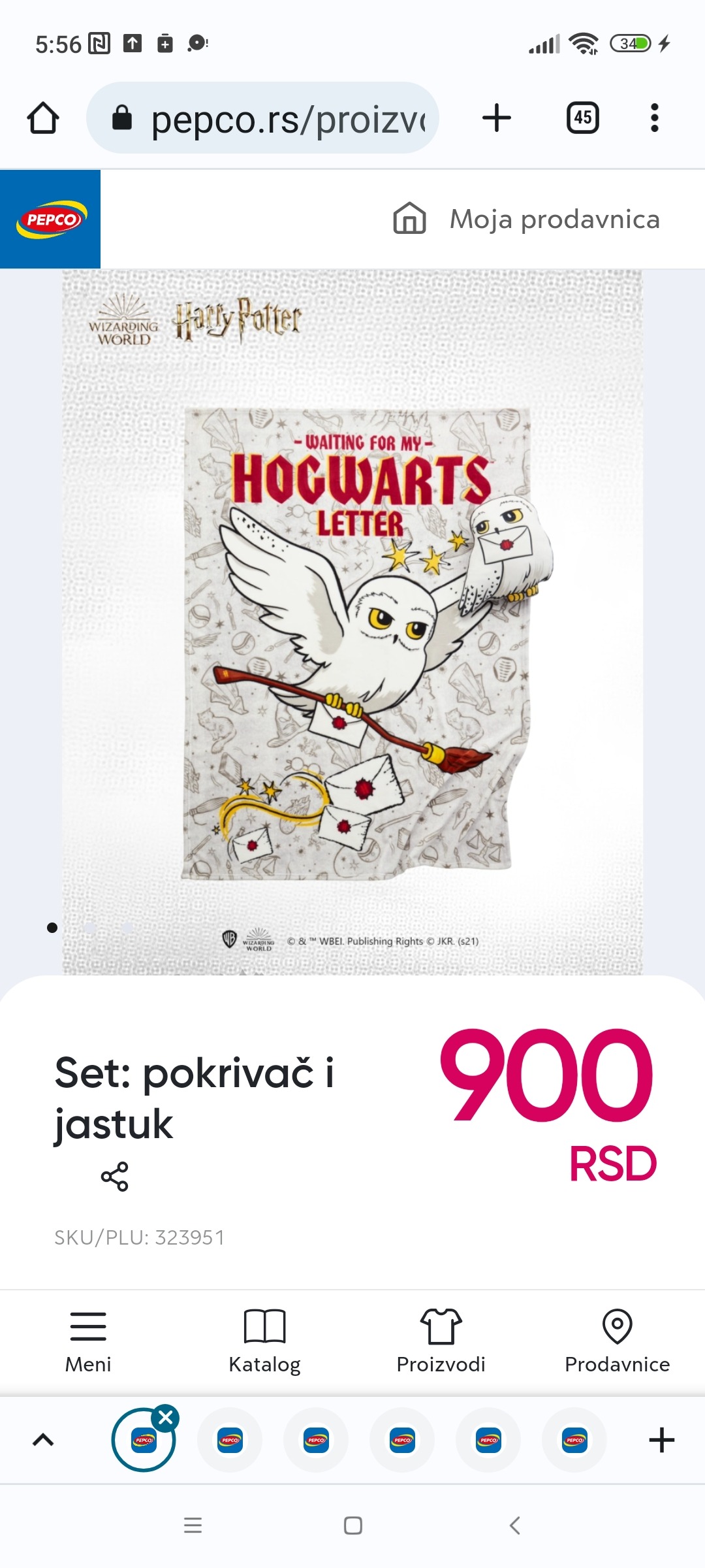 Koc i poduszka z nadrukiem na licencji Harry Potter, 30 zł. PEPCO