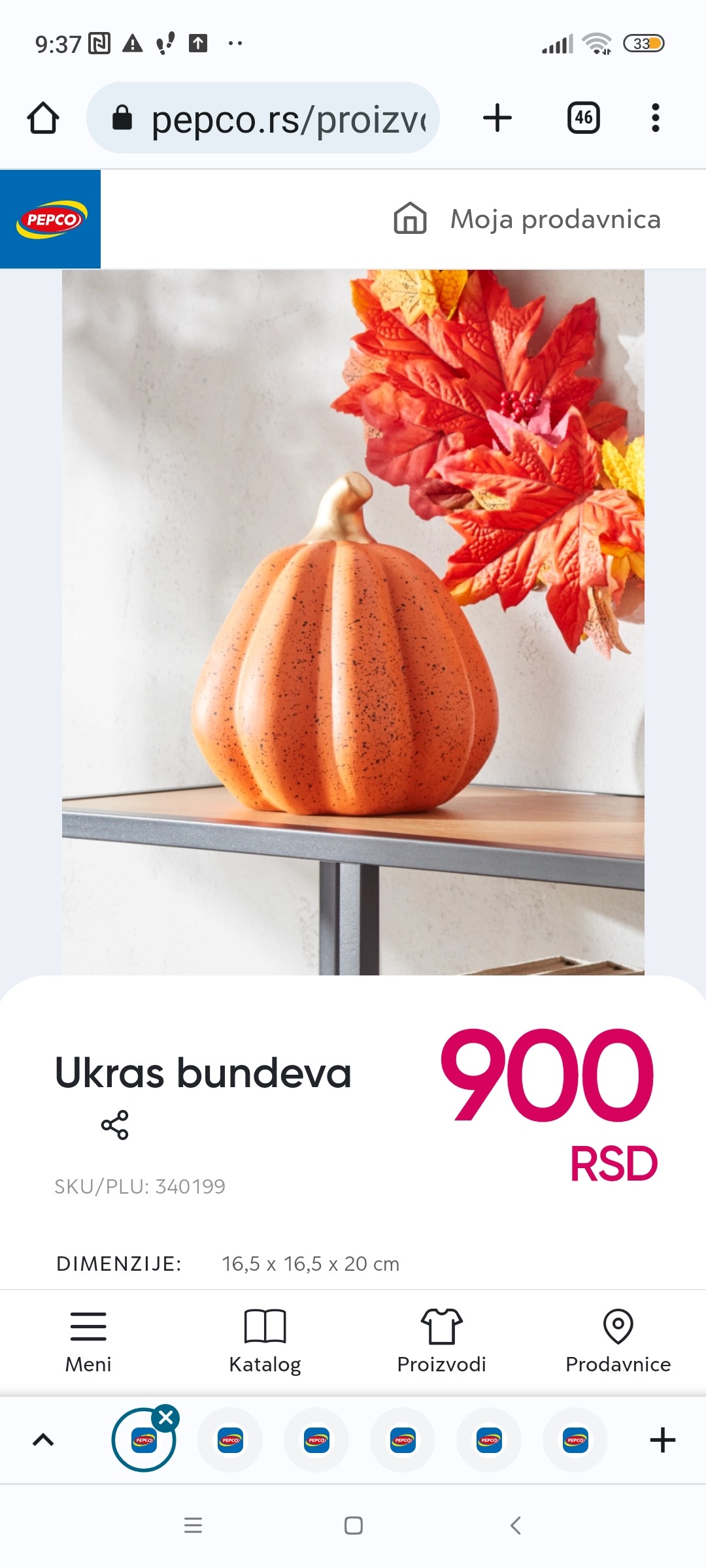 Keramička dekoracija od bundeve, 900 RSD. PEPCO