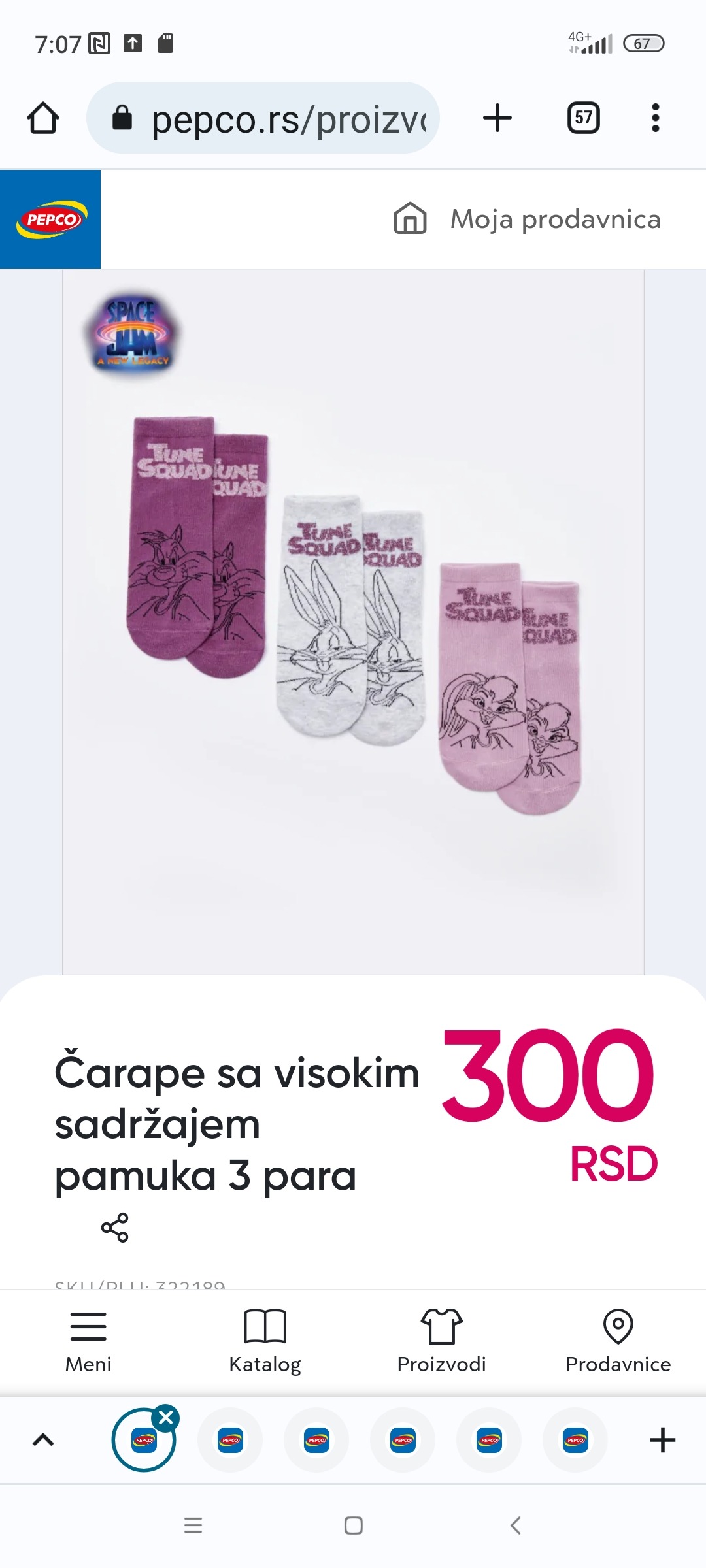 Space Jam 322189 Čarape sa visokim sadržajem pamuka 3 para - PEPCO Serbia