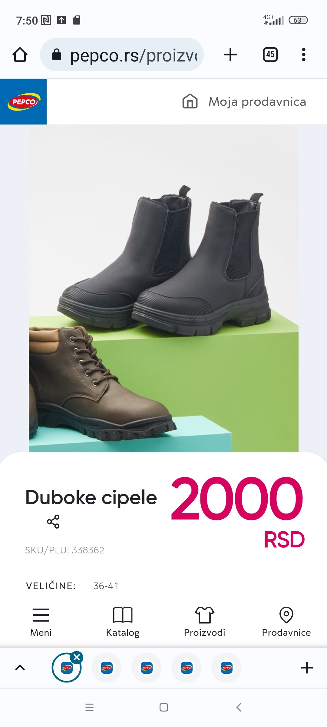 Duboke cipele za žene, 2000 RSD.