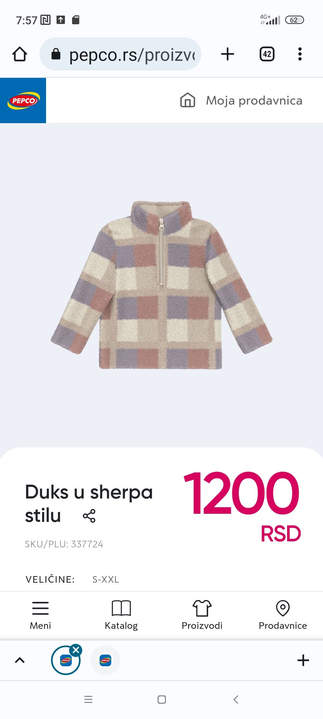 Duks u sherpa stilu za žene, 1200 RSD.