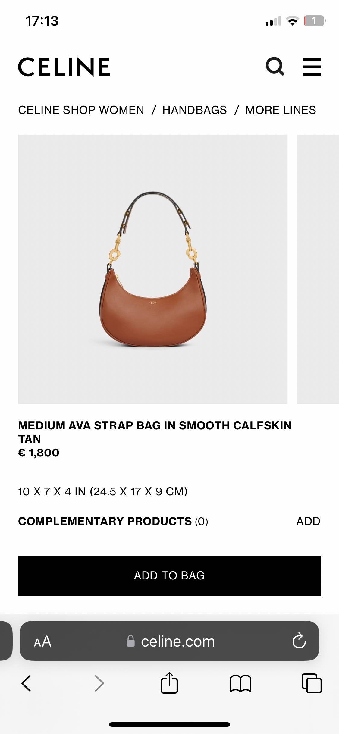 MEDIUM AVA STRAP BAG IN SMOOTH CALFSKIN TAN