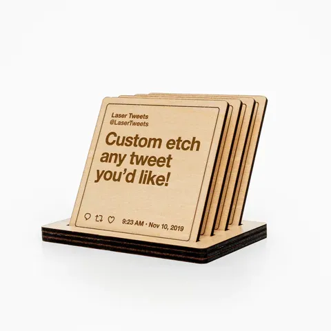 Build Your Own Custom Laser Tweet Coaster Set