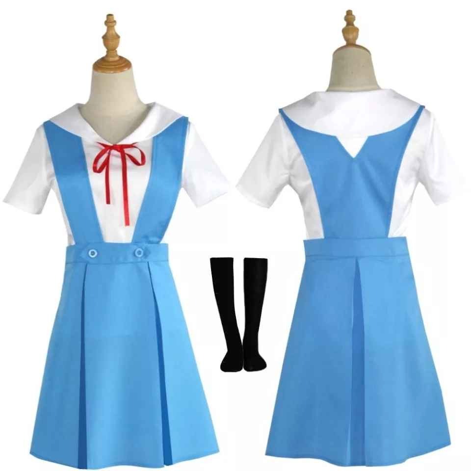 GK-O Anime Ayanami Rei Asuka Langley Sohryu School uniform Cosplay Costume