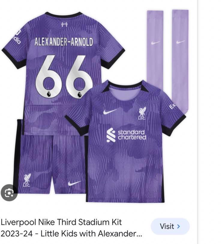 Liverpool Nike Third Stadium Kit 2023-24 - Little Kids with Alexander...