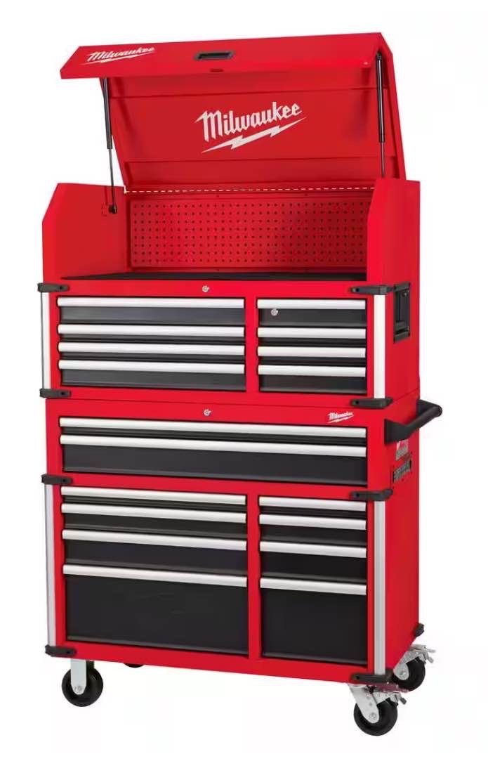 Tool Storage 41 in. W x 22 in. D Heavy Duty Rolling Red Tool Chest Combo