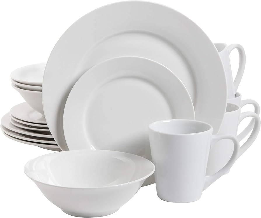 Gibson Home Classic Porcelain Zen Buffet Round Dinnerware Set with Multi Sized Plates, Bowls, and Mugs