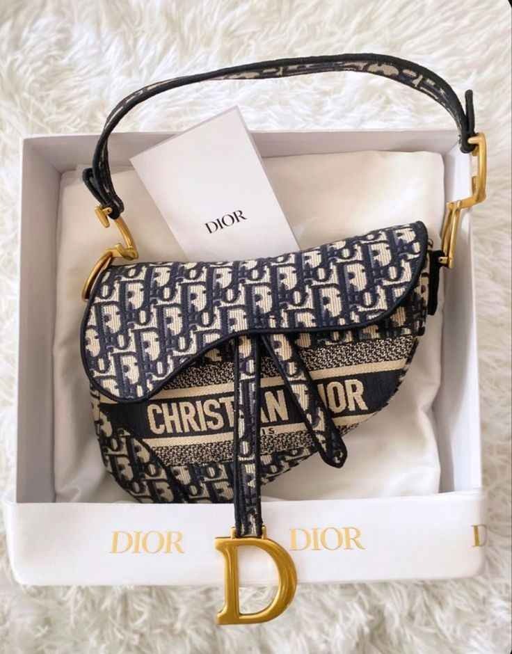 SADDLE BAG Blue Dior Oblique Embroidery