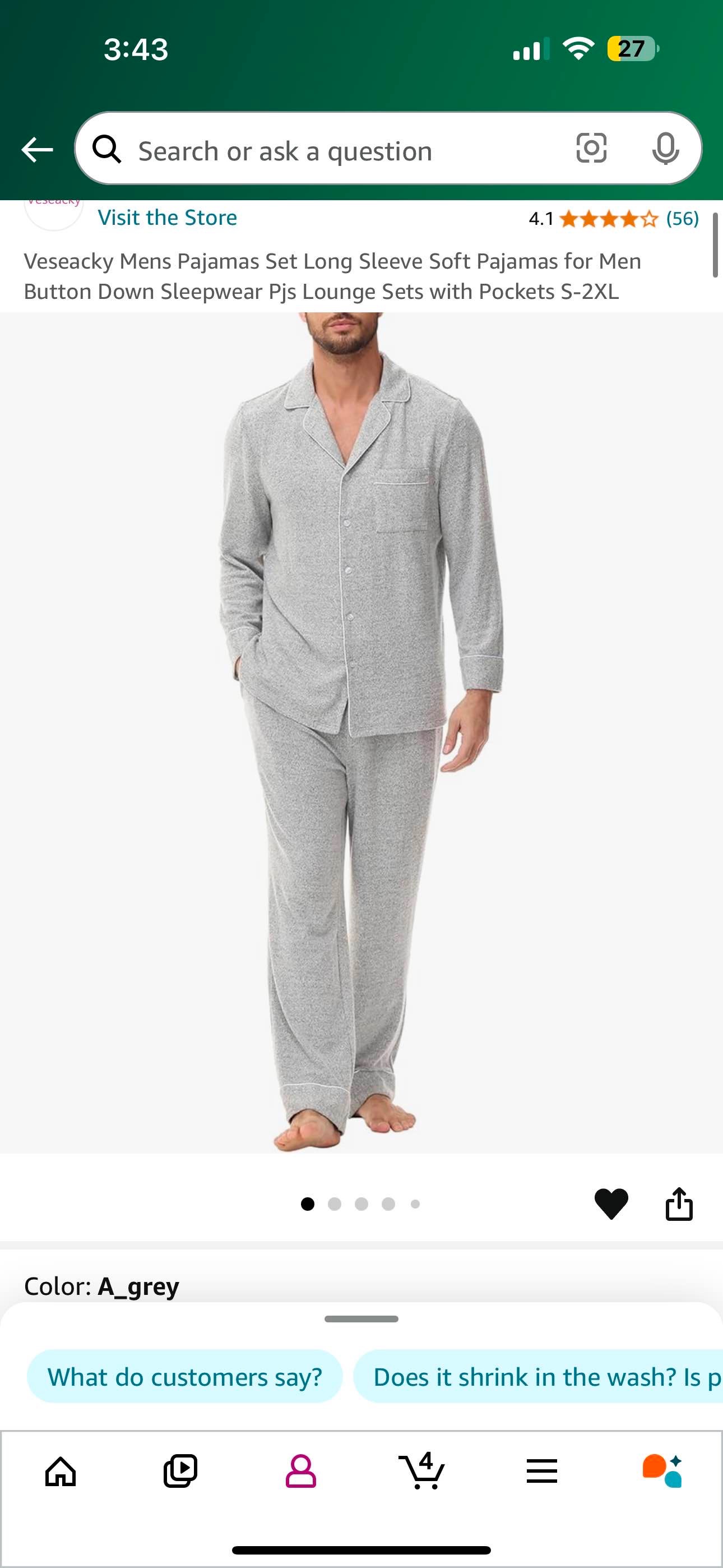 Veseacky Mens Pajamas Set Long Sleeve Soft Pajamas for Men Button Down Sleepwear Pjs Lounge Sets with Pockets (Blue,XL)