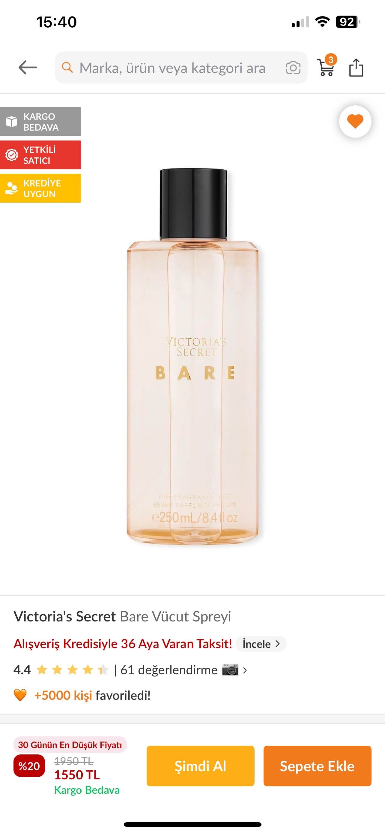 Victoria's Secret Bare Vücut Spreyi