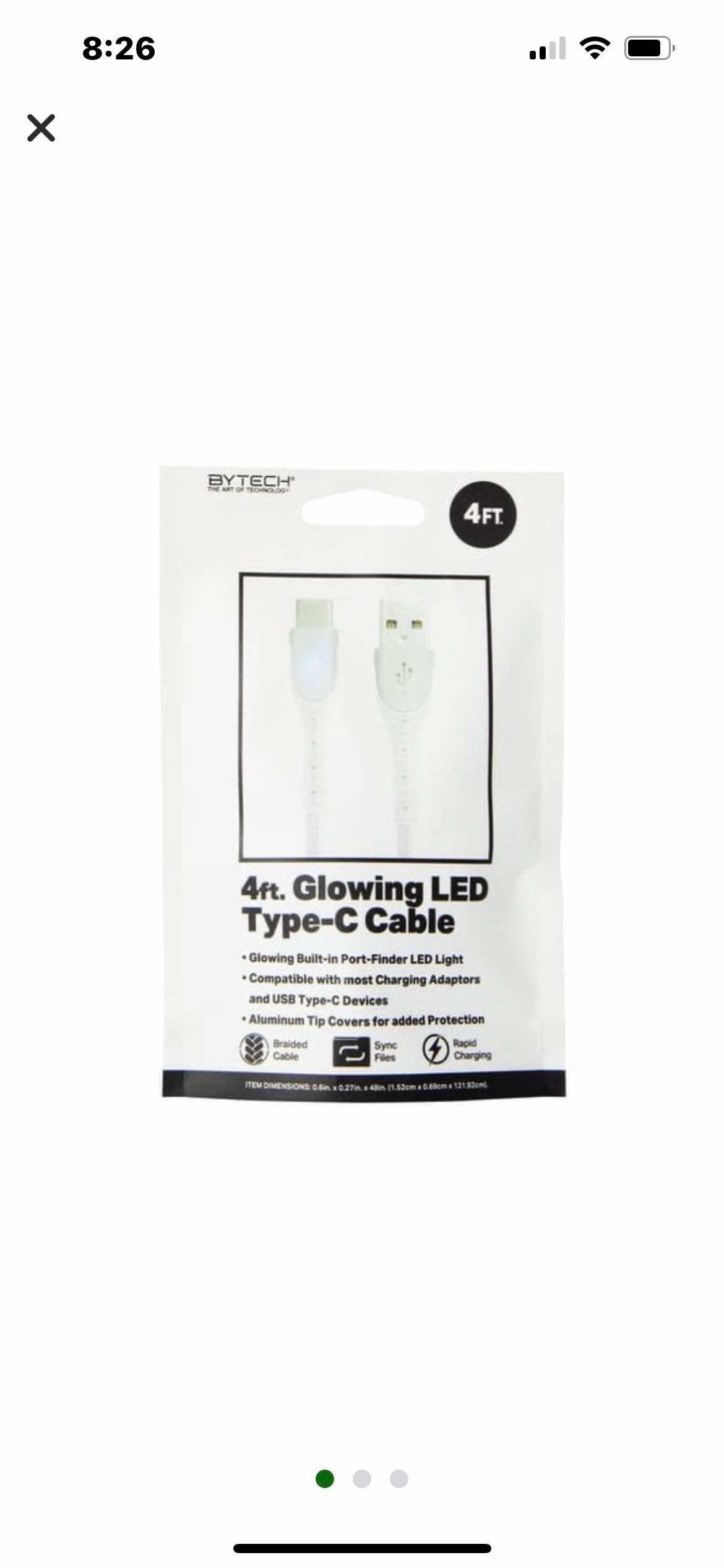 BYTECH LED USB-C Charging Cable - White