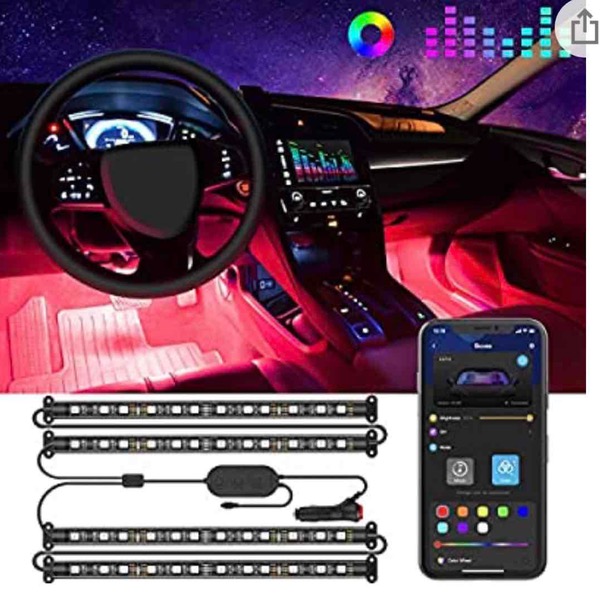 Govee Interior Car Lights, Two-Line Design Car Lights, App & Box Control, Music Sync, RGB, DC 12V: Automotive