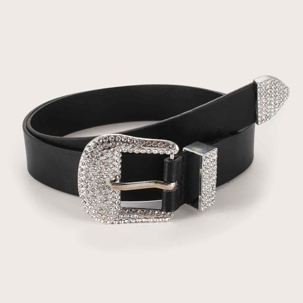 Rhinestone Decor Buckle Belt
